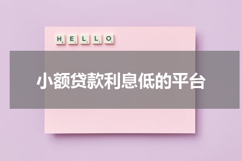 小额贷款利息低的平台