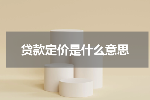 贷款定价是什么意思