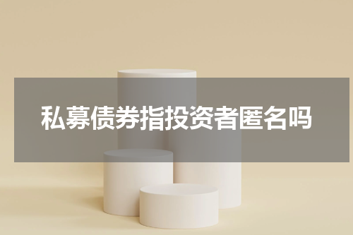 私募债券指投资者匿名吗