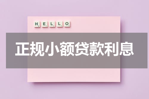 正规小额贷款利息