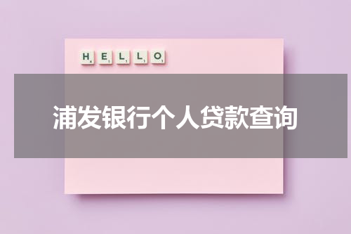 浦发银行个人贷款查询