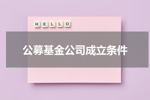 公募基金公司成立条件