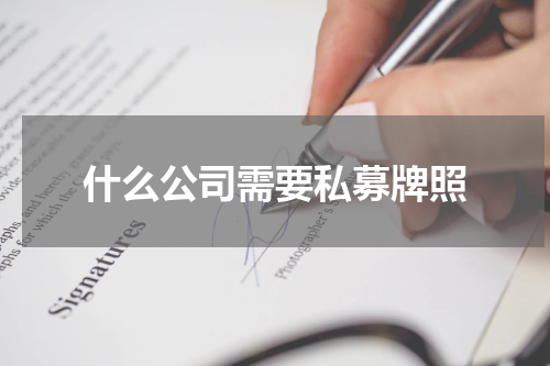 什么公司需要私募牌照