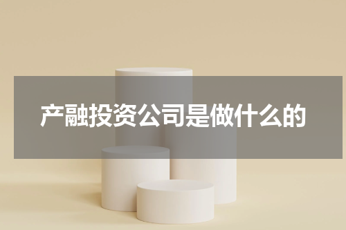 产融投资公司是做什么的