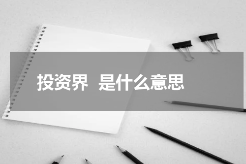 投资界  是什么意思