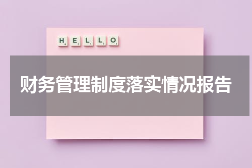 财务管理制度落实情况报告