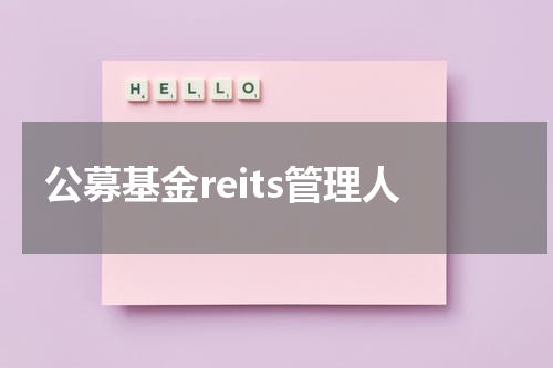 公募基金reits管理人