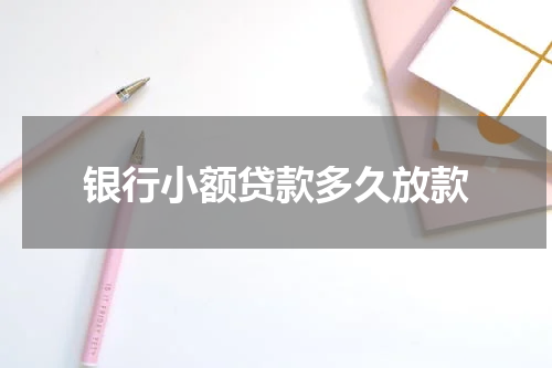 银行小额贷款多久放款