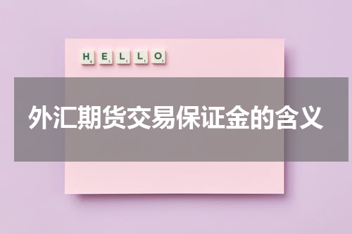 外汇期货交易保证金的含义