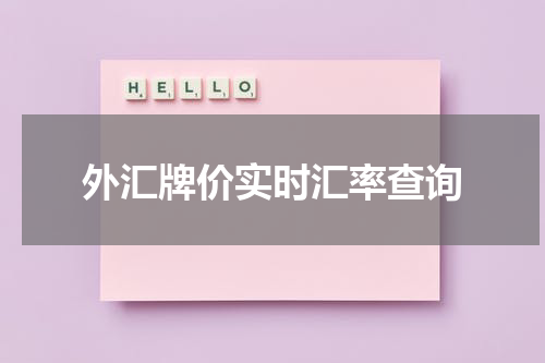 外汇牌价实时汇率查询