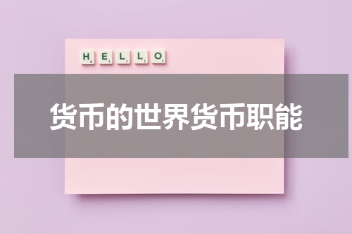 货币的世界货币职能