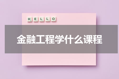 金融工程学什么课程