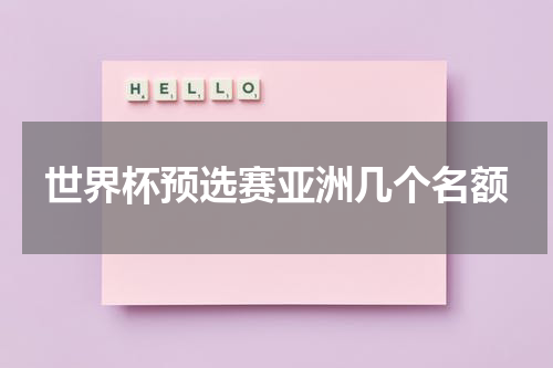 世界杯预选赛亚洲几个名额