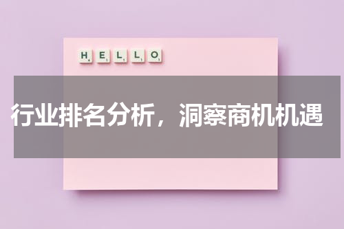  行业排名分析，洞察商机机遇