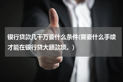 银行贷款几千万要什么条件(需要什么手续才能在银行贷大额款项。)
