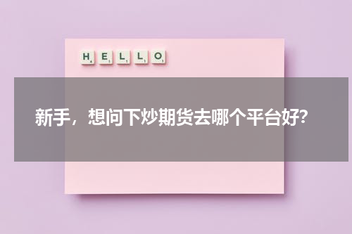 新手，想问下炒期货去哪个平台好？